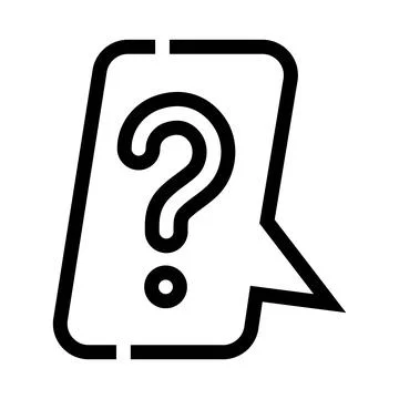 Question mark symbol inside speech bubble outline Stock Illustration