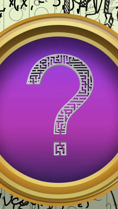 Question mark symbol over purple round banner against mathematical equations on 動画素材 324558292