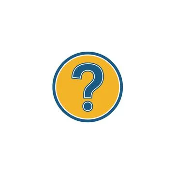 Question mark symbol on yellow circle with blue border with a simple graphic Stockillustratie