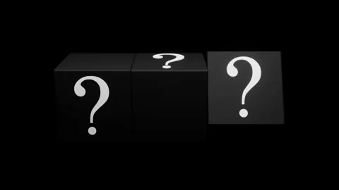 Question mark symbols rotating on black cubes with jackpot Stock Footage 219432137