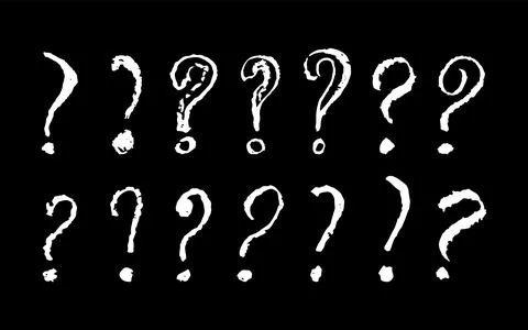 Question mark symbols set. White pencil school kid handwritten ask signs. Icon Stock Illustration