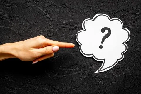 Question mark on table - solution concept. Top view Stock Photos