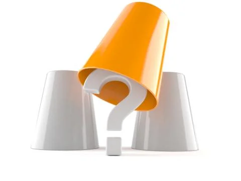 Question mark with three cups Stock Illustration