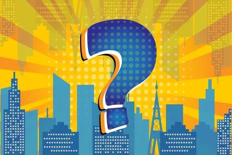 Question mark. Vector bright dynamic cartoon illustration in retro pop art st Ilustração Stock