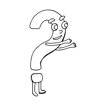 Question mark. Vector illustration. Funny character in cartoon style. Hand-drawn Stock Illustration