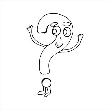Question mark. Vector illustration. Funny character in cartoon style. Hand-drawn Stock Illustration