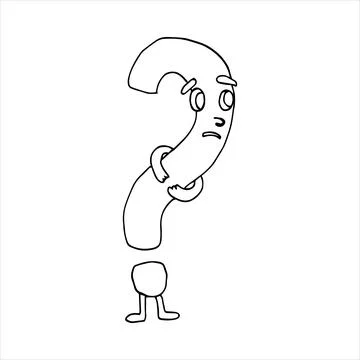 Question mark. Vector illustration. Funny character in cartoon style. Hand-drawn Stock Illustration