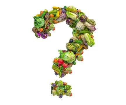 Question mark from vegetables, 3D rendering Stock Illustration
