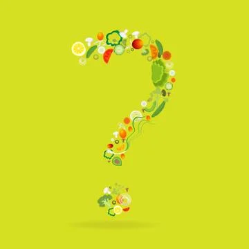 Question mark with vegetables pattern Stock Illustration
