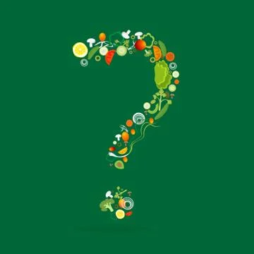 Question mark with vegetables pattern Stock Illustration