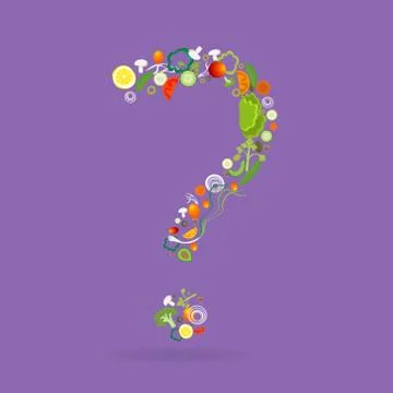 Question mark with vegetables pattern Stock Illustration