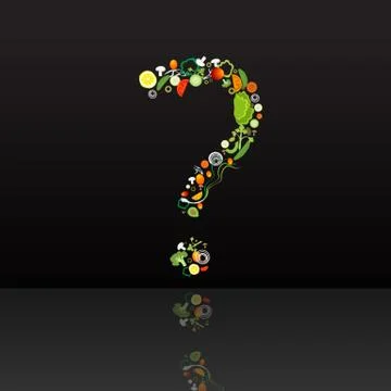 Question mark with vegetables pattern Stock Illustration
