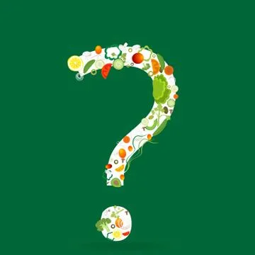 Question mark with vegetables pattern for web and print decoration, vector il Stock Illustration