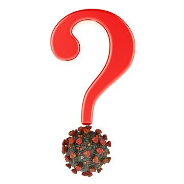Question mark with virus. Answer about COVID-19, concept. 3D rendering 스톡 일러스트