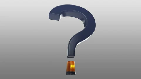 Question mark with warning light alpha matte Stock Footage 96291765