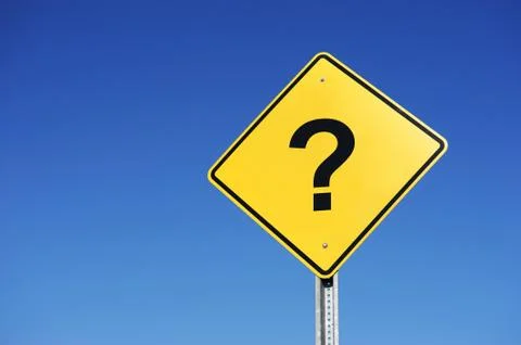 Question mark on warning sign Stock Photos