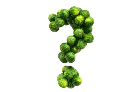 Question mark from watermelons. 3D rendering Stock Illustration