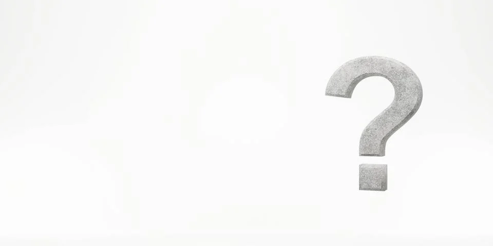 Question mark on a white background. 3d rendering. Illustrazione stock