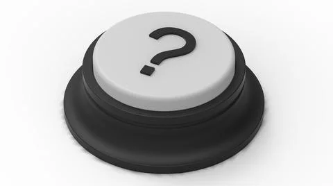 Question mark white button isolated 3d illustration render Illustrazione stock