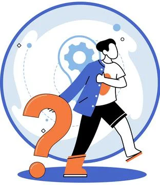 Question mark, why sign. Problem and solution concept. Man looking for decision 스톡 일러스트