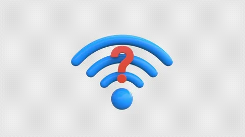 Question mark wifi red warning sign concept 3d animation video with alpha c.. Stock Footage 304026348