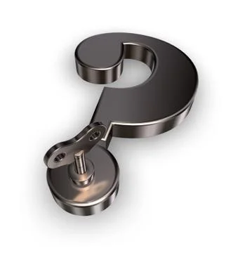 Question mark with wind up key - 3d illustration Stock-Illustration