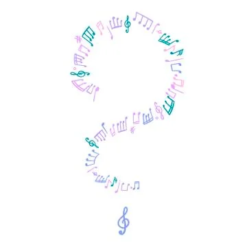 The question mark is written in musical notes. Stock Illustration