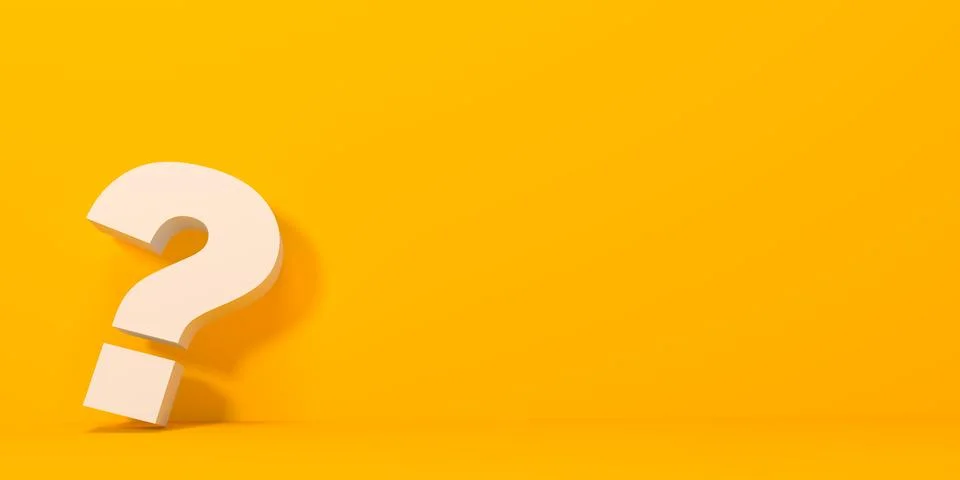 Question mark on yellow background with shadow in pastel colors Stock Illustration