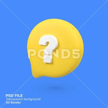 Question mark on yellow bubble isolated 3d render icon illustration Modello PSD