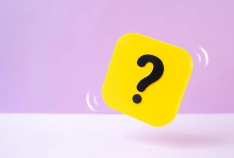 A question mark on a yellow square. Questions and answers, searching for in.. Stock Photos