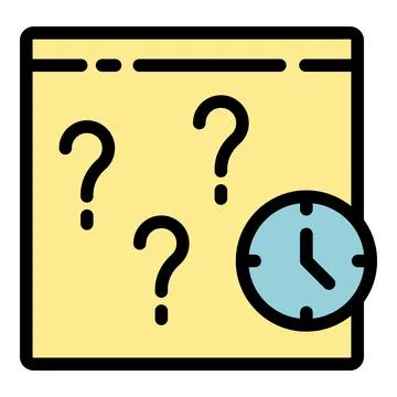 Question marks and clock depicting quiz time 스톡 일러스트
