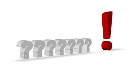 Question marks and exclamation point - 3d illustration Stock Illustration