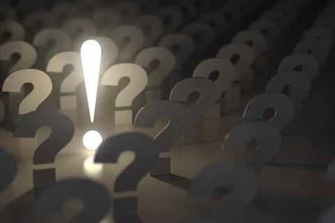 Question marks and exclamation sign. Idea or problem concept. 3d Question ... Stock Photos