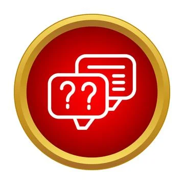 Question marks and message bubbles icon on red circle Stock Illustration