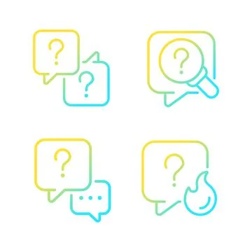Question marks and speech bubbles gradient linear vector icons set Illustrazione stock