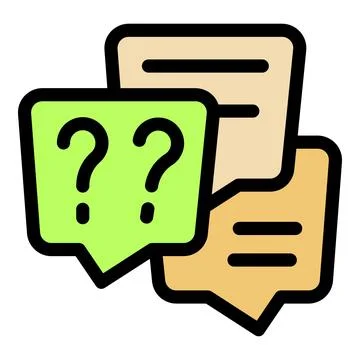 Question marks appearing in speech bubbles symbolizing online q and a session Stock Illustration