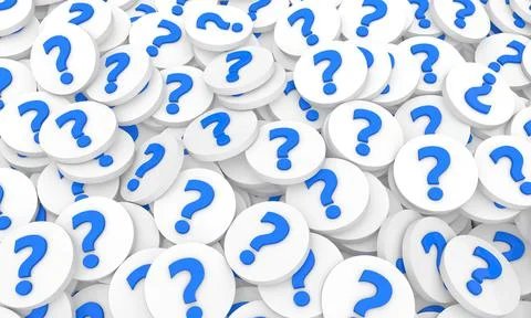 Question marks are randomly scattered throughout the frame. Stock Illustration