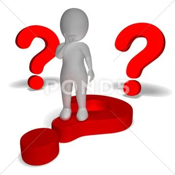 Question marks around man shows confusion and unsure Stock Illustration