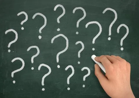Question marks chalkboard write concept  3d illustration Stock Illustration