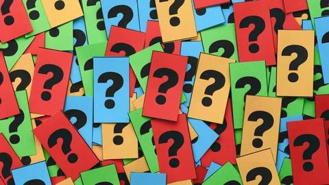 Question marks. Close up. Stock Photos