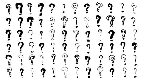 Question marks collection on white background, black question marks drawn Stock Illustration