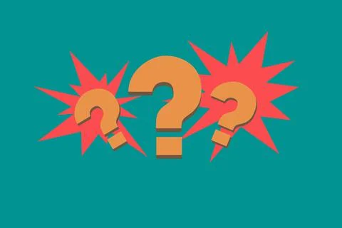 Question marks in comic style. Colored question marks on a blue background. Stock Illustration