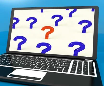 Question marks on computer screen showing online help Stock Illustration