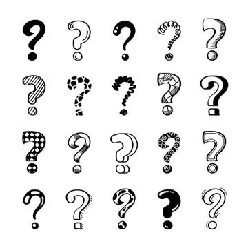 Question marks creative black vector illustrations set Stock Illustration