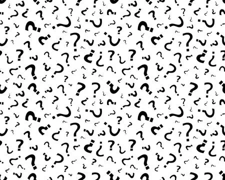 Question Marks of different shapes and sizes, Seamless Pattern 스톡 일러스트
