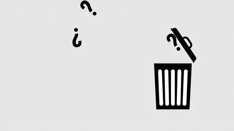 Question marks entering a trash bin animation Stock Footage 337116016