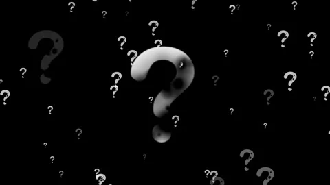 Question Marks Floating in Black Space Representing Inquiry and Uncertainty.. Stock Footage 331691484