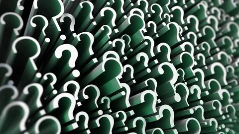 Question marks forming a background. 3D illustration Stock Illustration