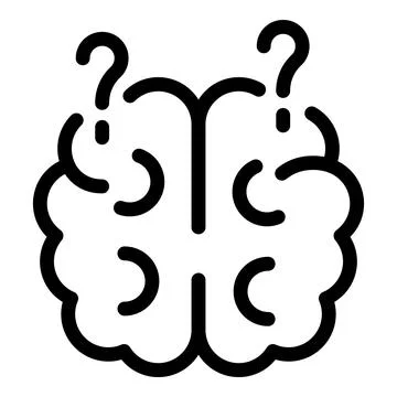 Question marks hovering over brain representing confusion and curiosity Stockillustratie