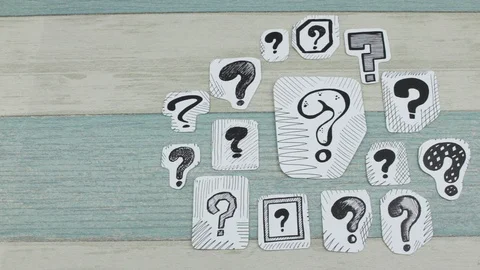 Question marks on a light back Stock Footage 91282219